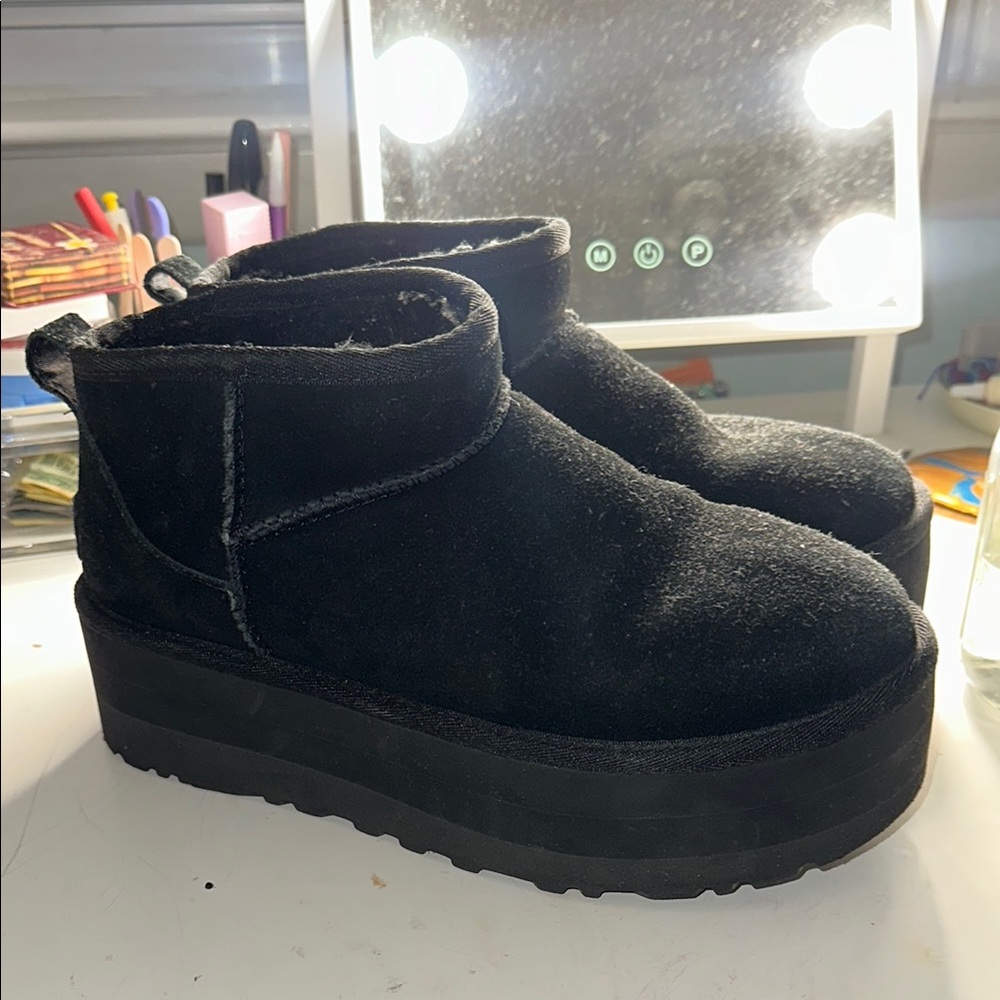 UGG Black Mini Platform Boots 
Like new